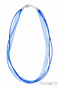 Halsketting van organza - lengte 45 cm - blauw